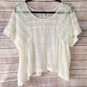 Free People Pullover Sheer Lace Blouse Size Small